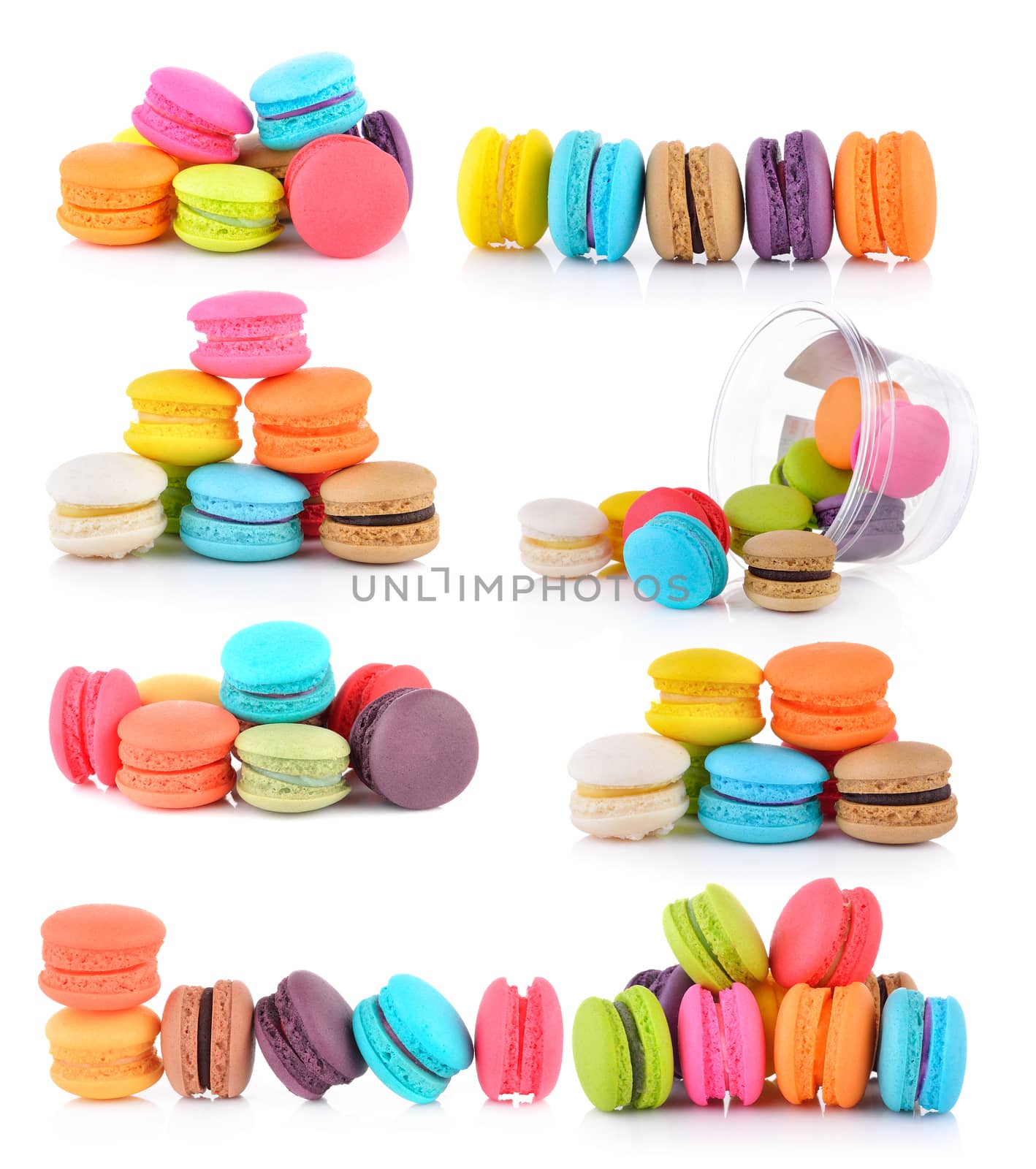  set of macaroons on white background by sommai