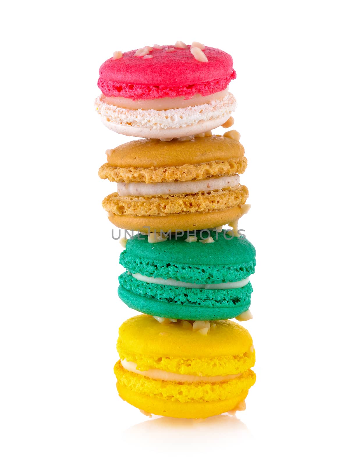  macaroons on white background by sommai