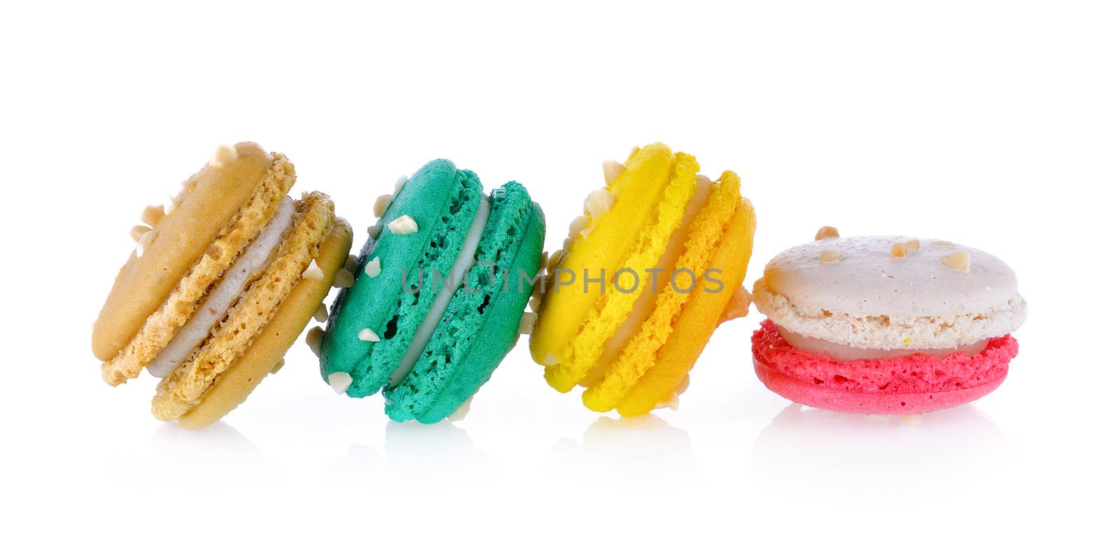  macaroons on white background