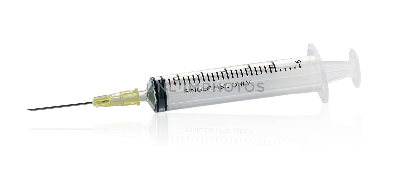 empty syringe for injection isolated on white background