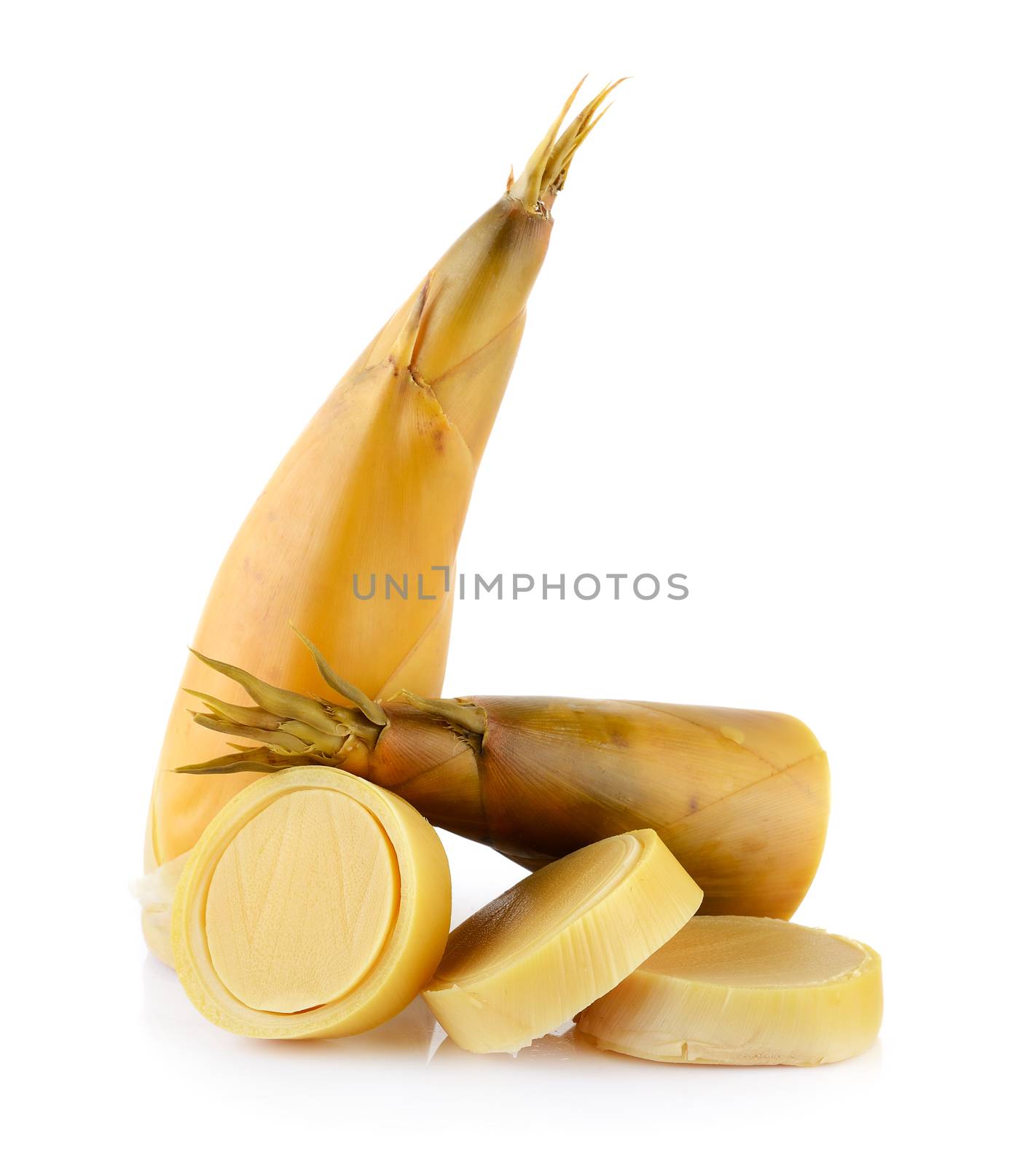 Bamboo shoots on white background by sommai