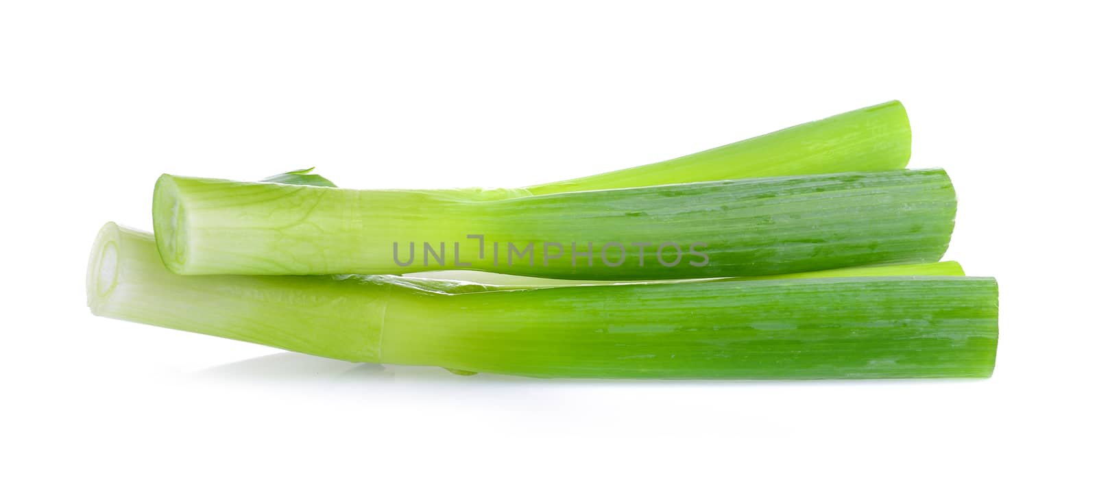 green onion slice on white background by sommai