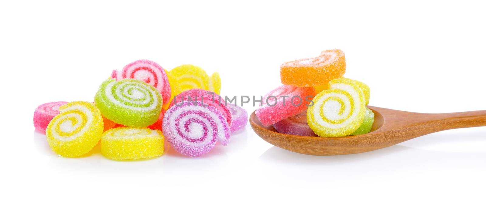 Jelly sweet, flavor fruit, candy dessert colorful on sugar. by sommai