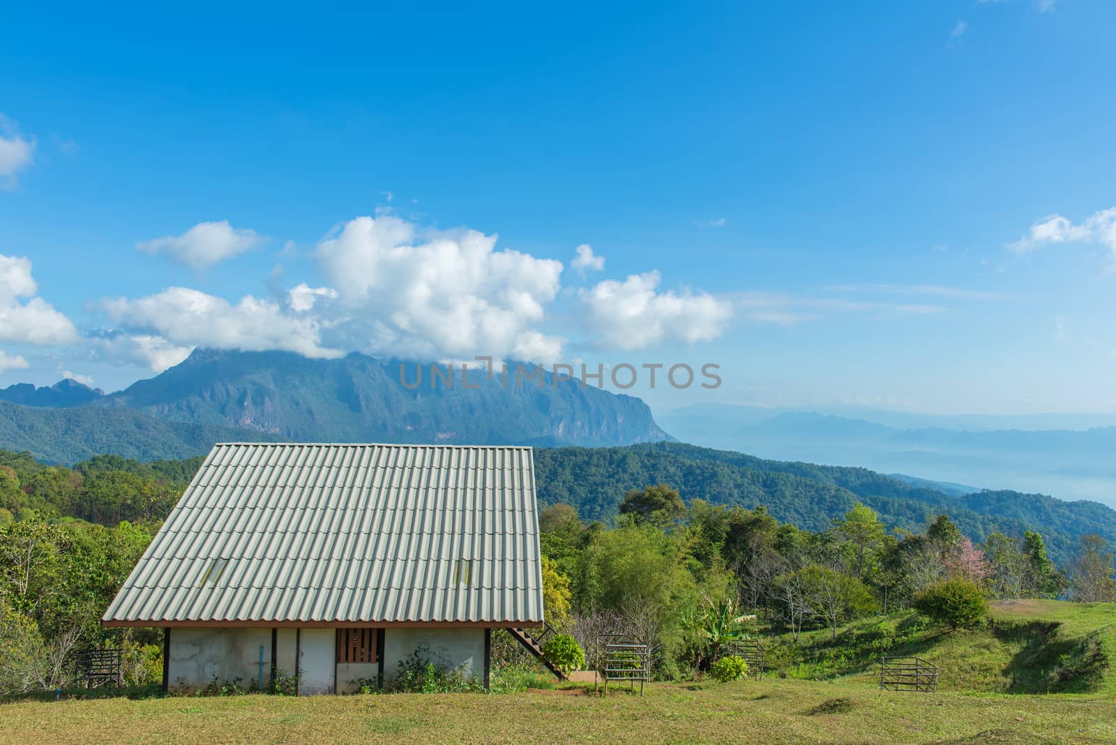 Landscape of hut in Mountain valley at Doi Luang Chiang Dao, ChiangMai Thailand.