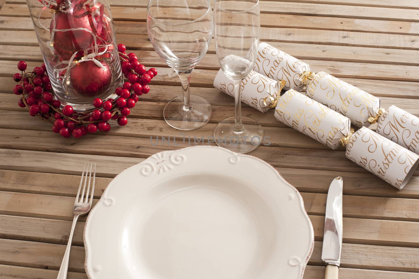 Christmas Table setting with decorations by stockarch