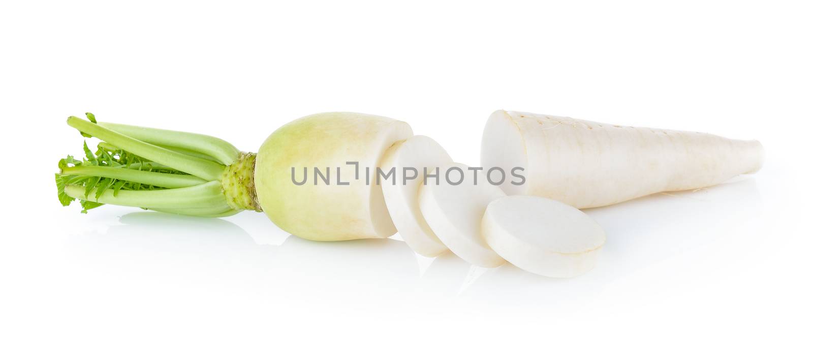 radish on white background by sommai