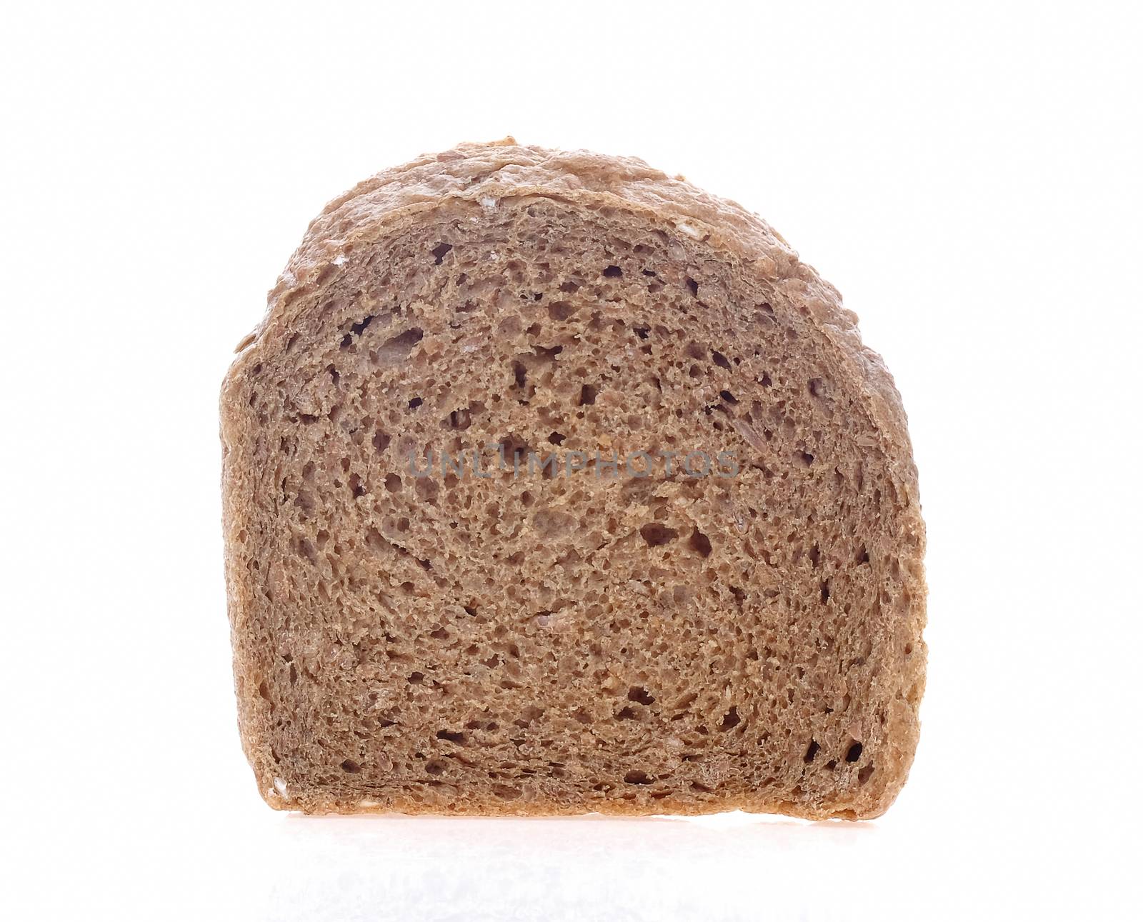 Chocolate bread sliced on white background.