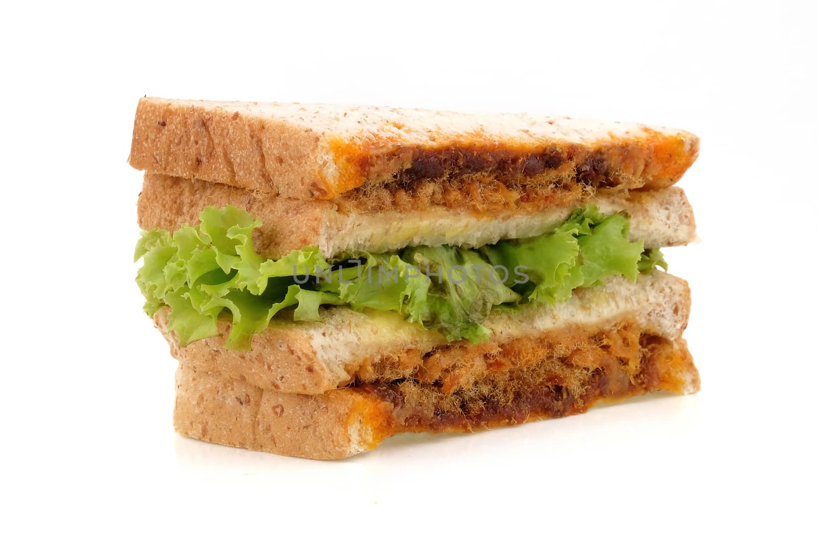 Sandwich vertical on white background.
