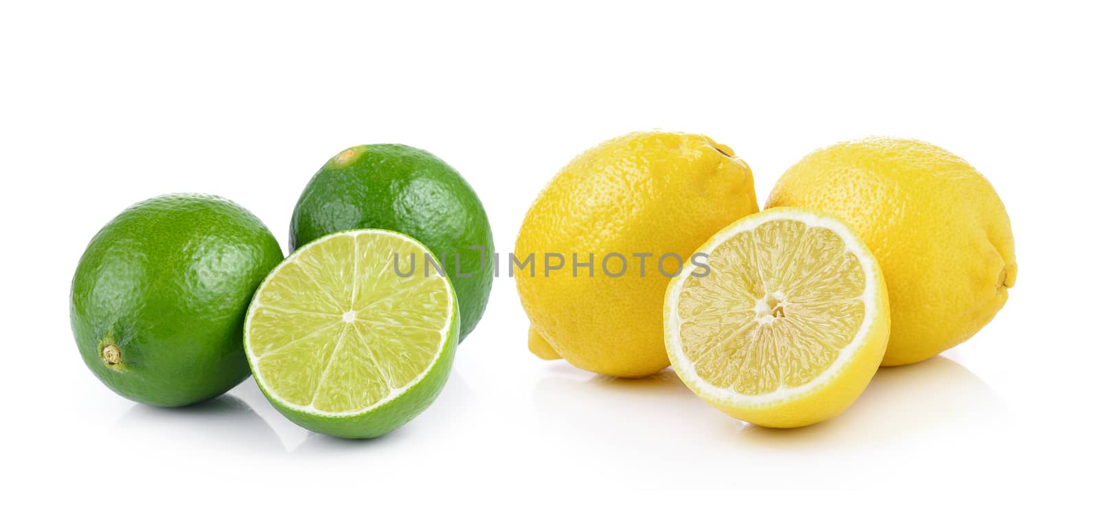 Fresh lemon and lime isolated on a white background by sommai