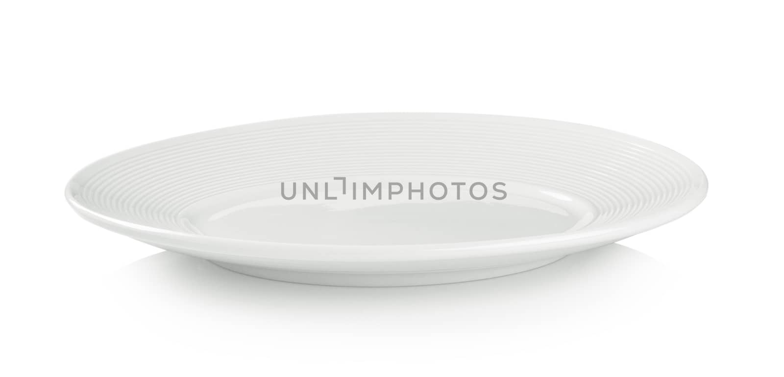 empty white plate on white background by sommai
