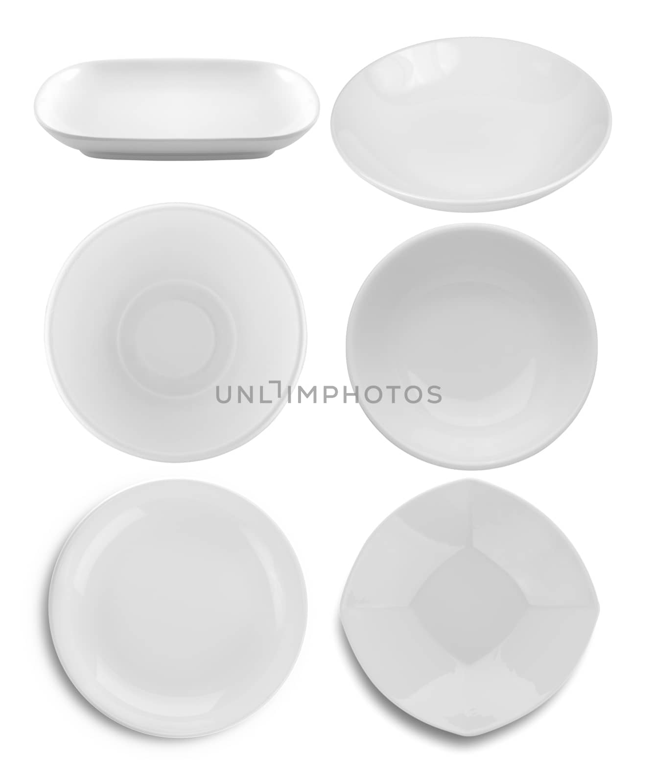 plate and bowl on white background by sommai