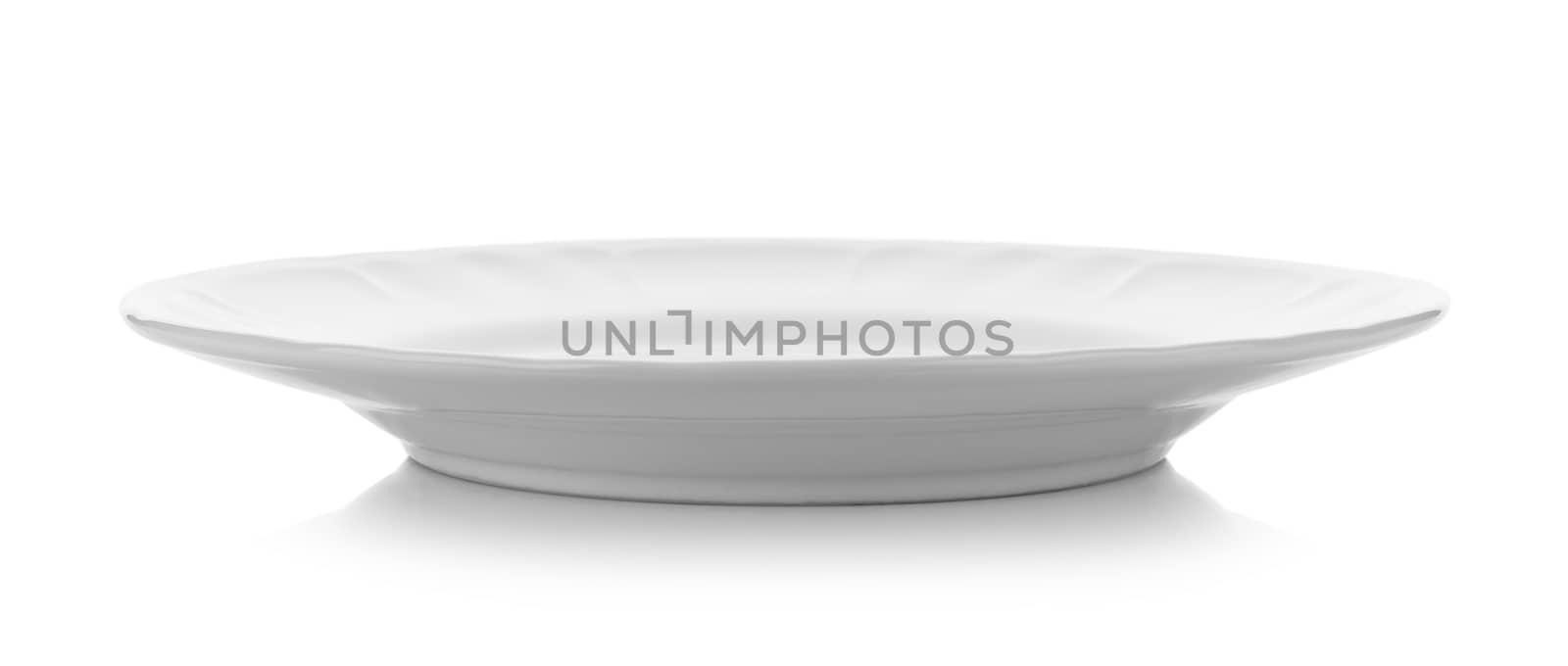 ceramic plate on white background by sommai