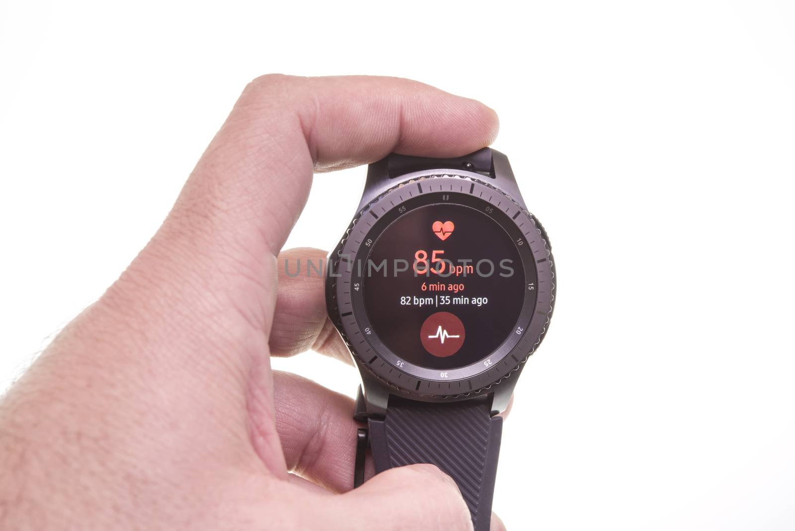 Heart rate monitor on smart watch display