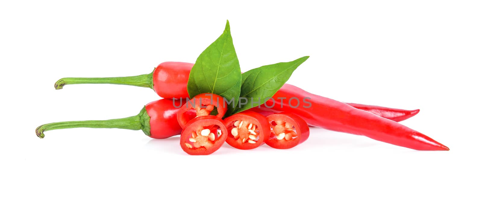 Red chili pepper isolated on a white background by sommai