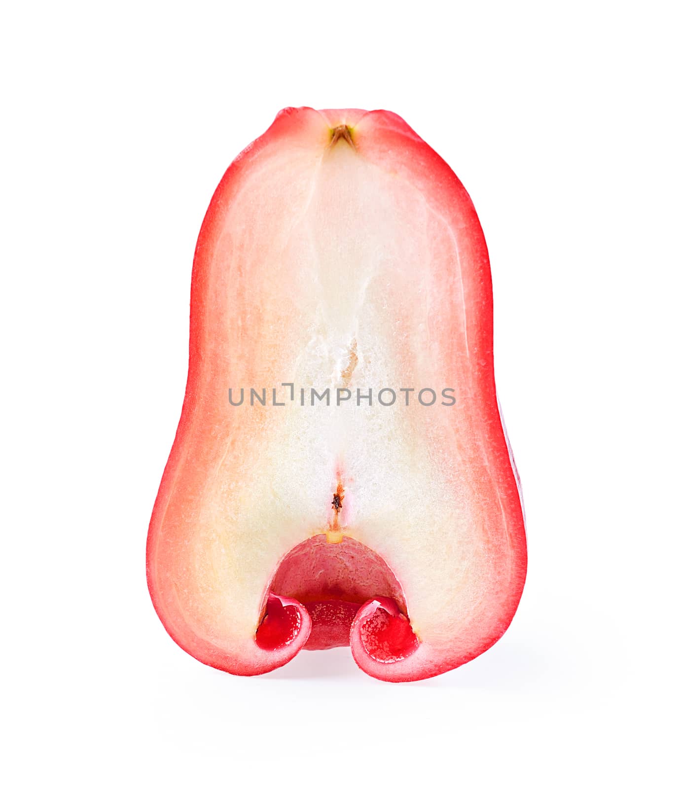 slice rose apple isolated on white background by sommai