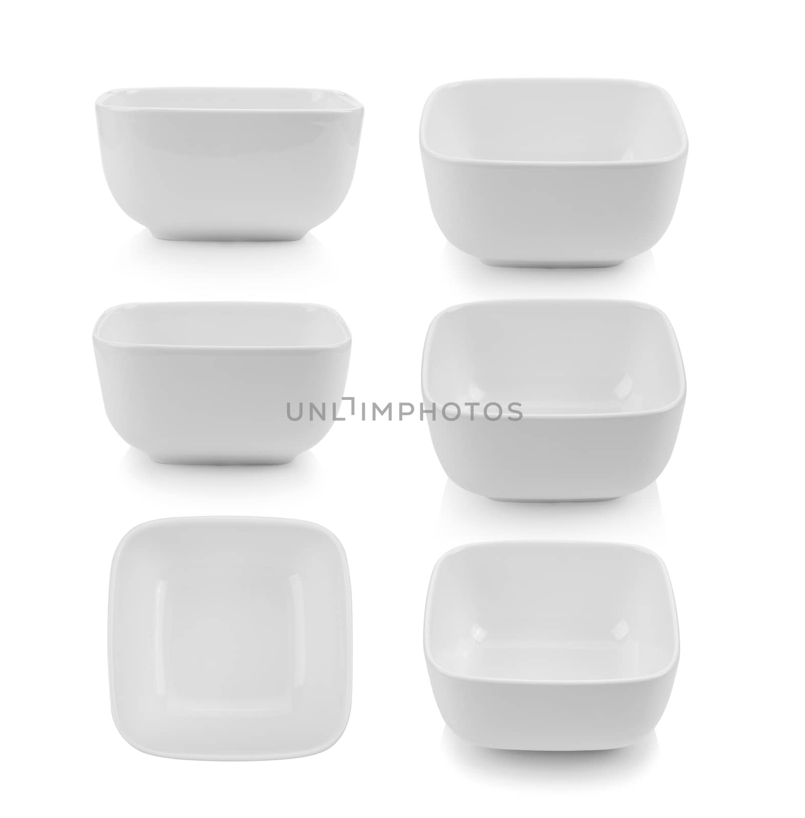 white bowl on white background by sommai