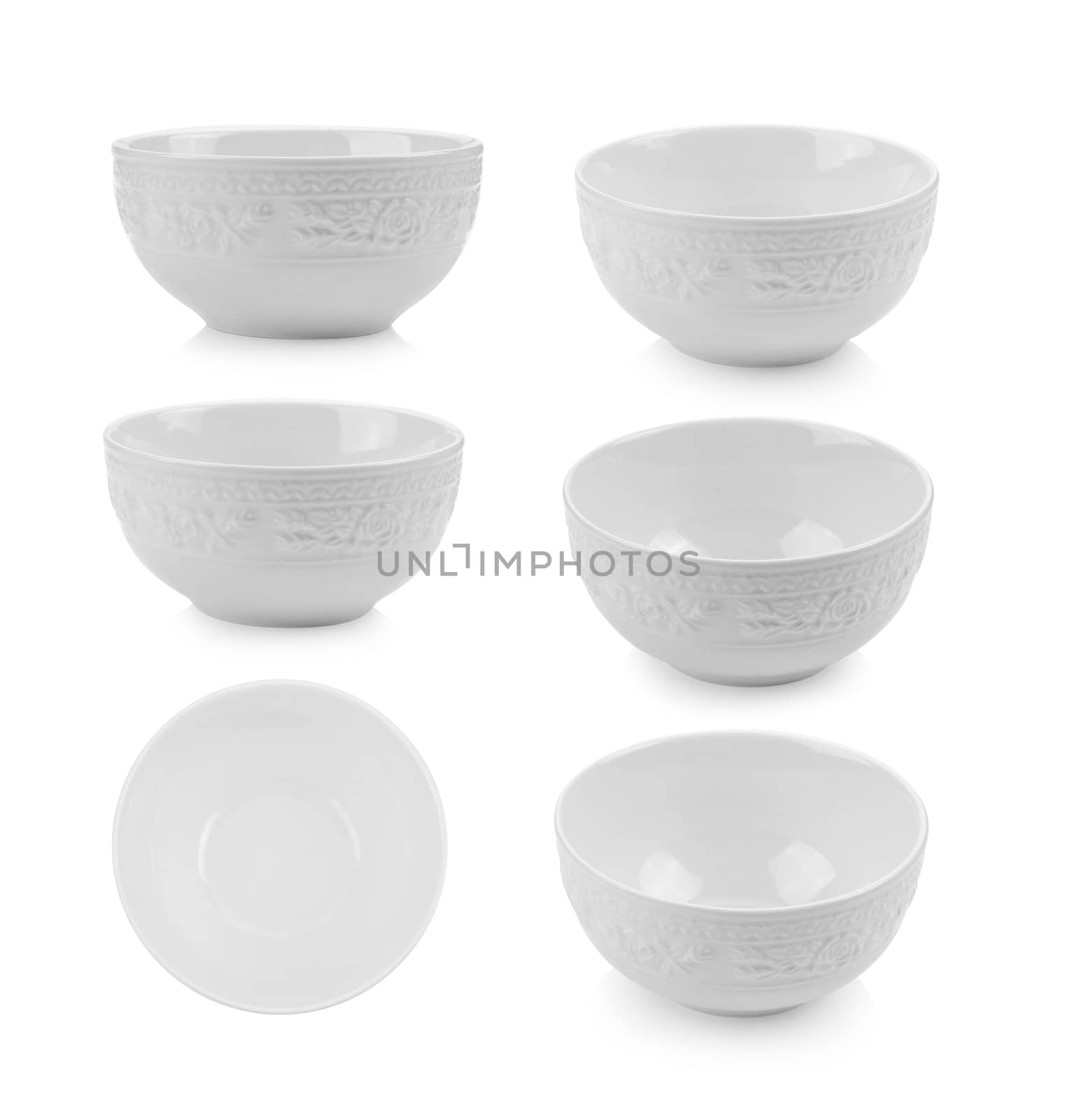 ceramic bowl on white background by sommai