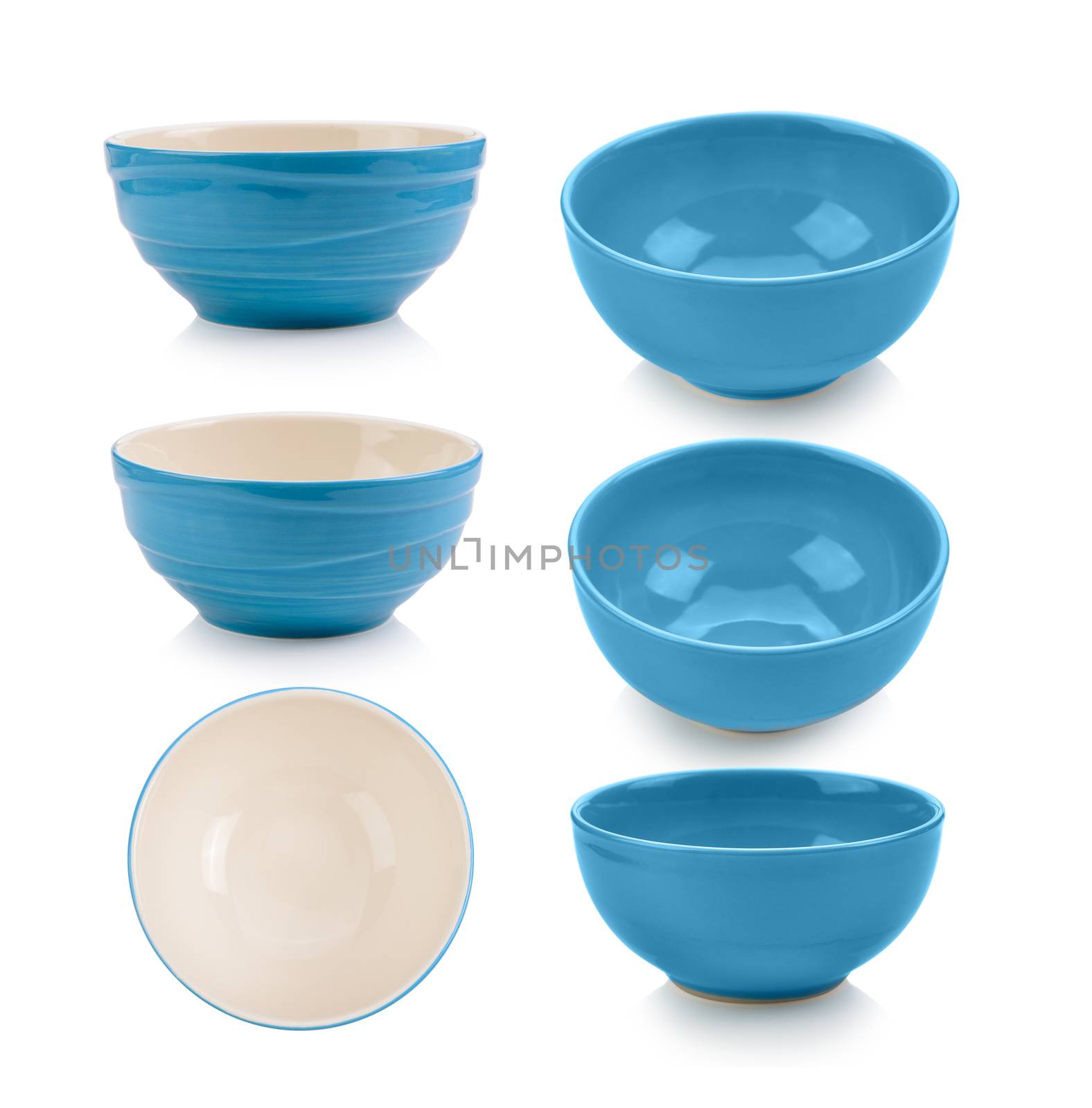 blue bowl on white background by sommai