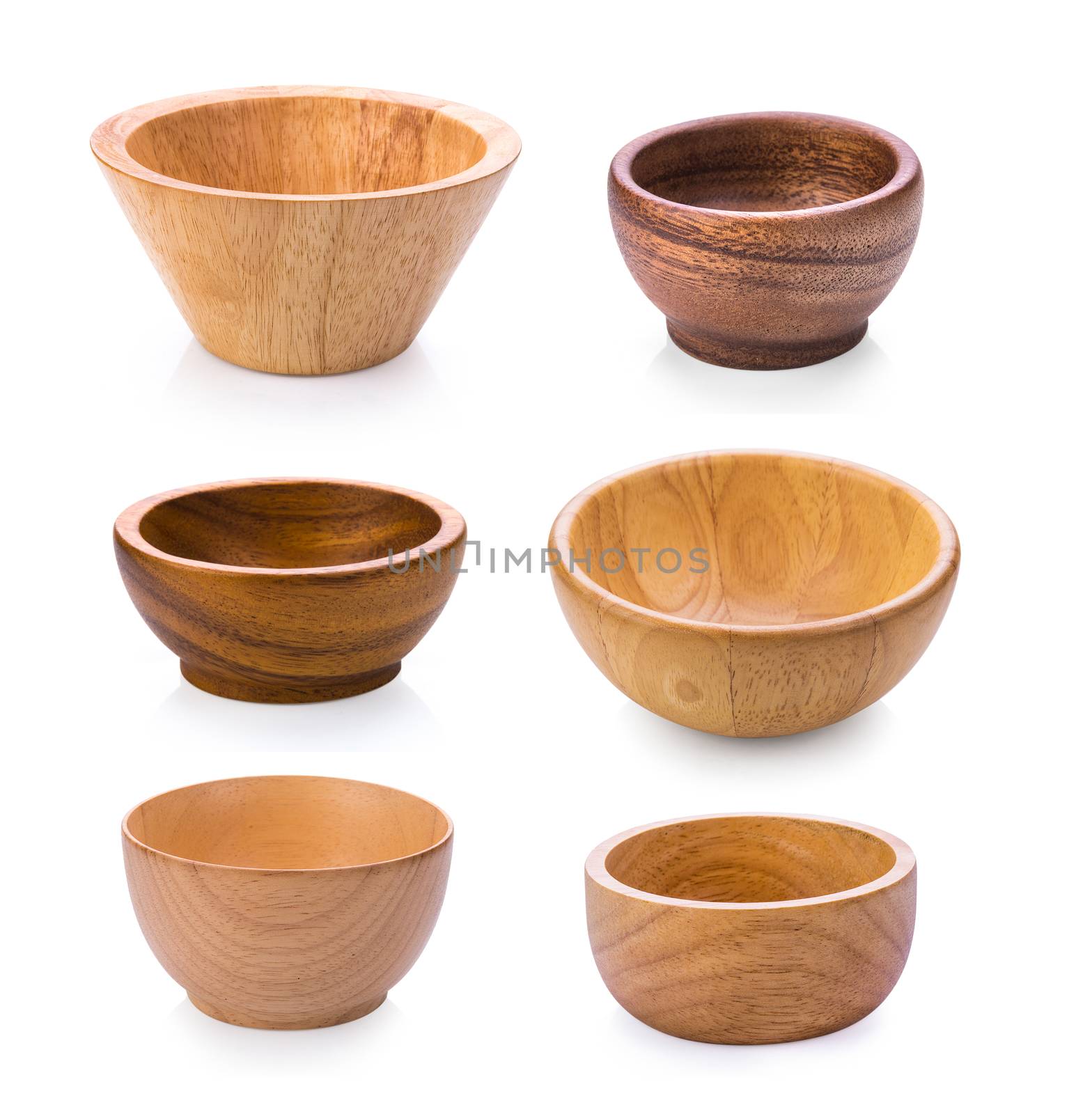 wood bowl on white background by sommai