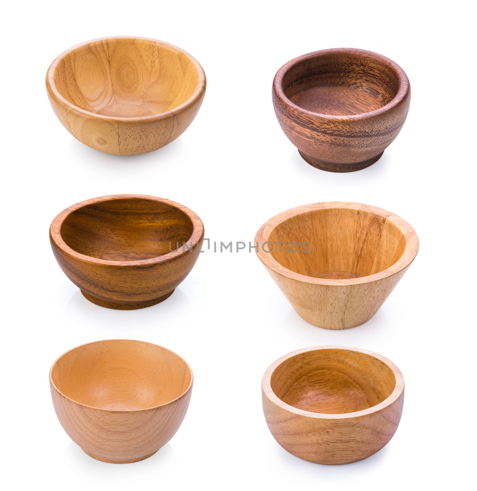 wood bowl on white background by sommai
