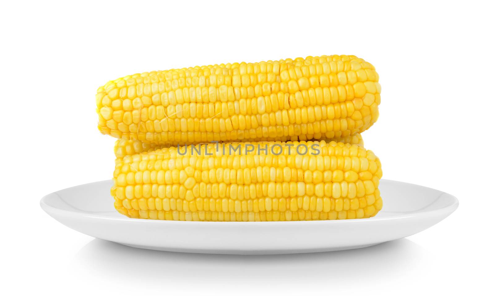 corn in plate isolated on white background