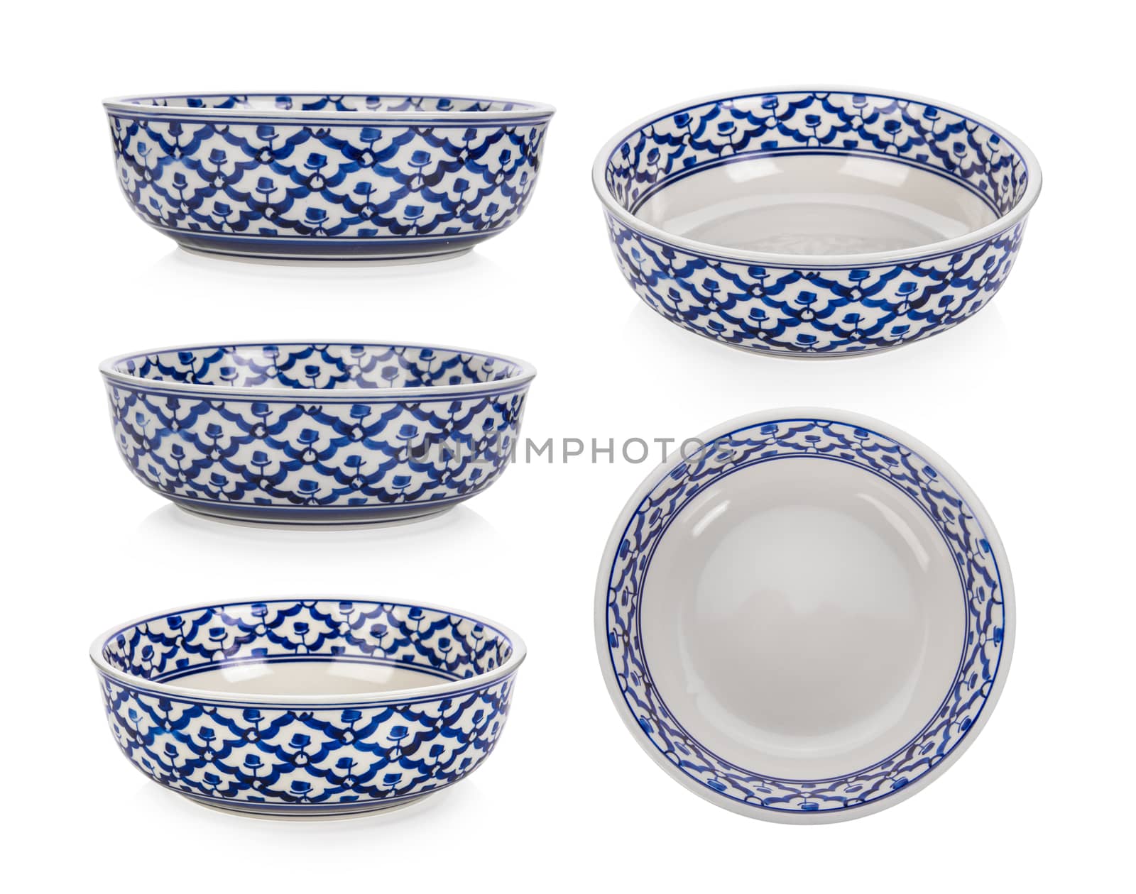 Vintage ceramic bowl on white background