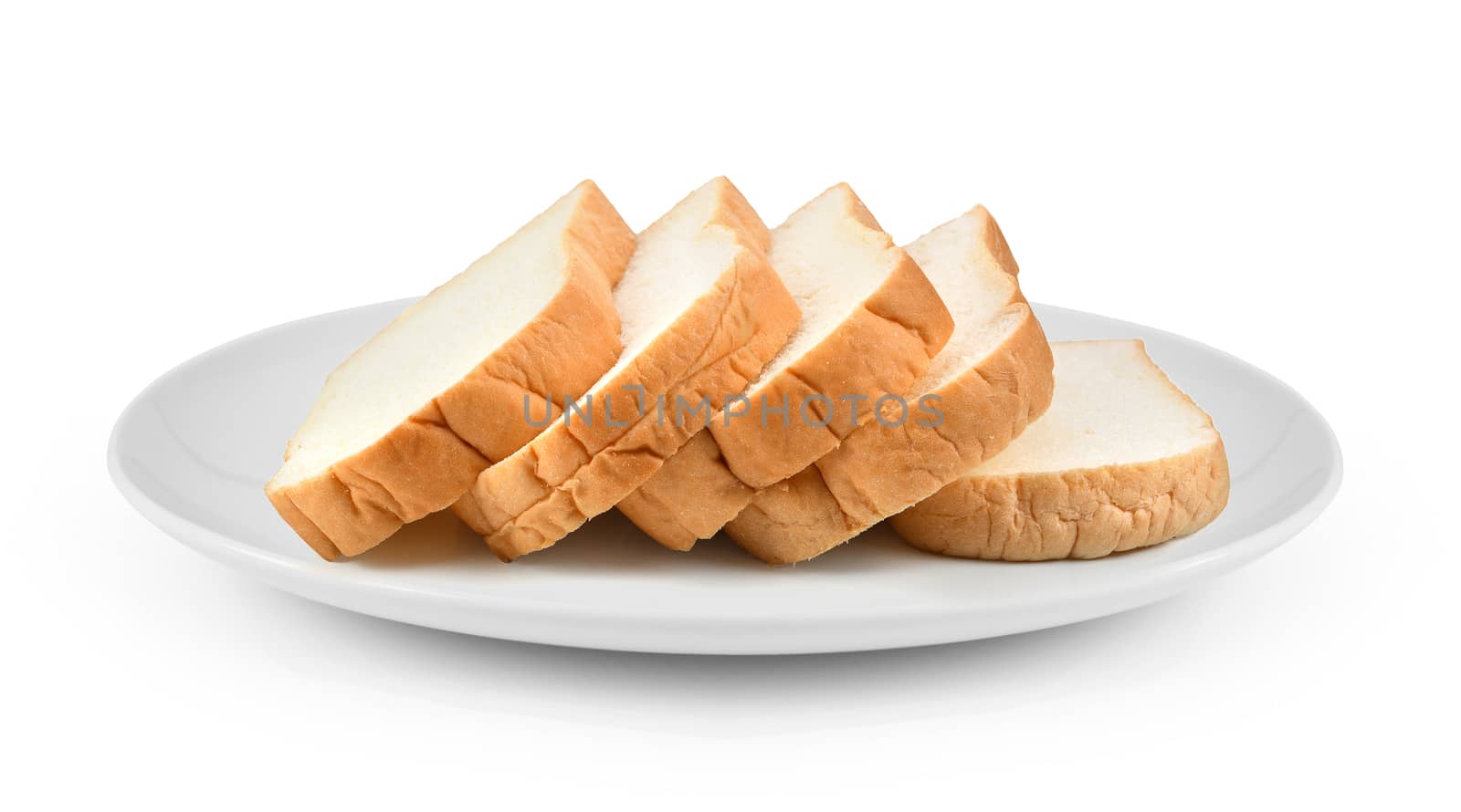 sliced bread in plate isolated on white background