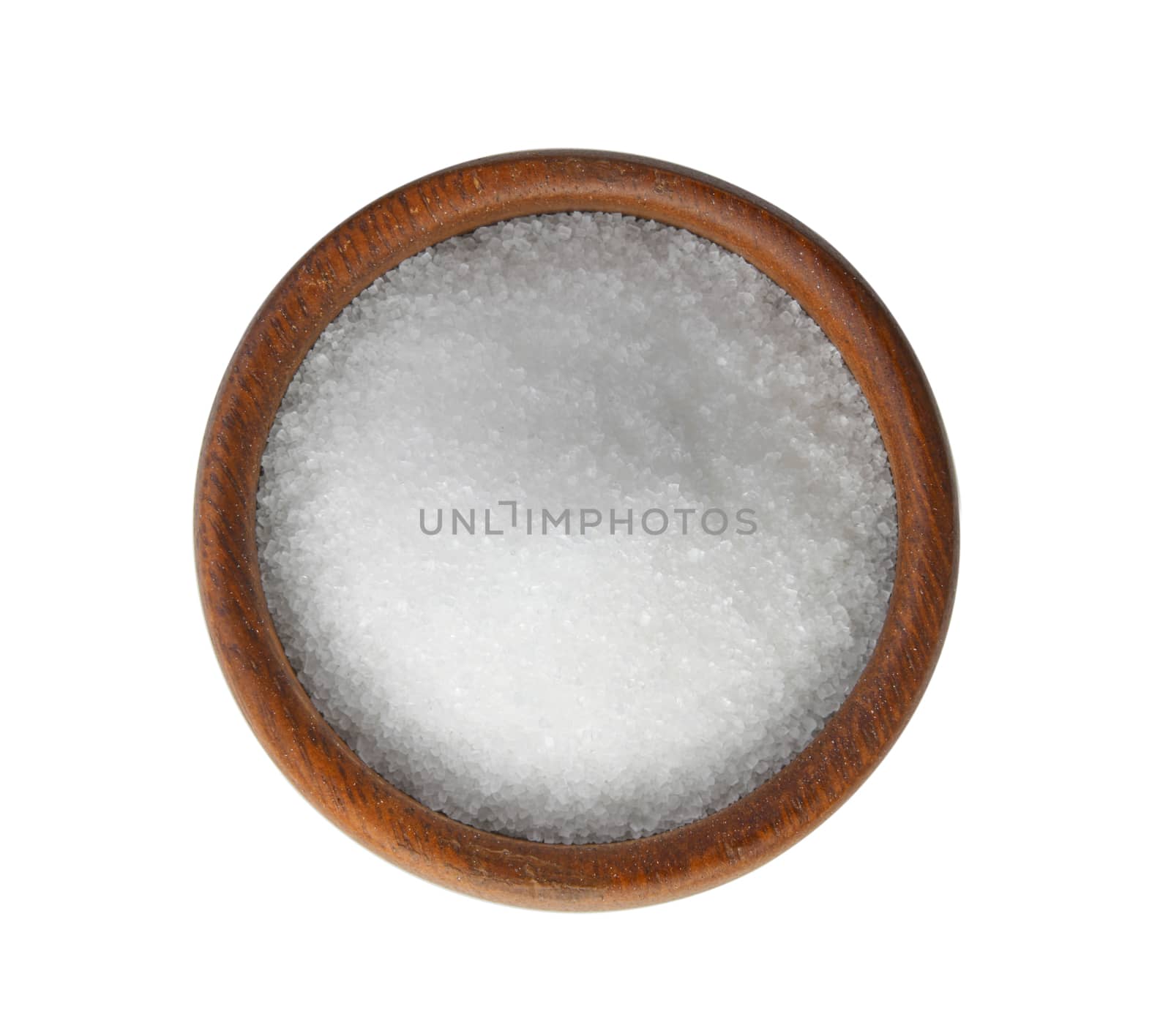 sugar in wood bowl on white background by sommai