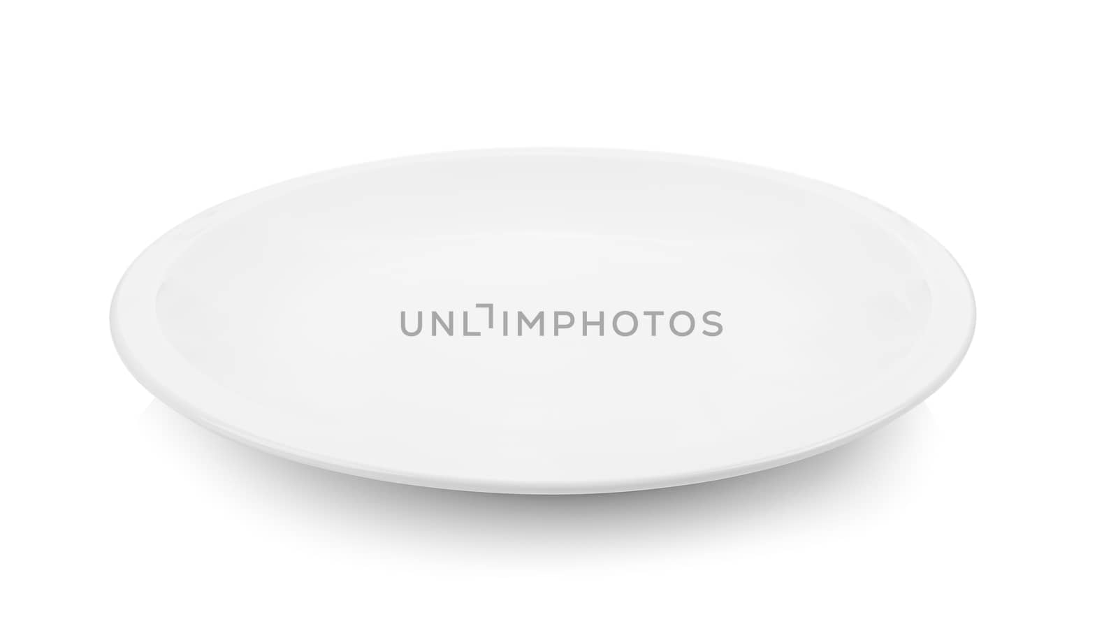 Empty plate on white background by sommai