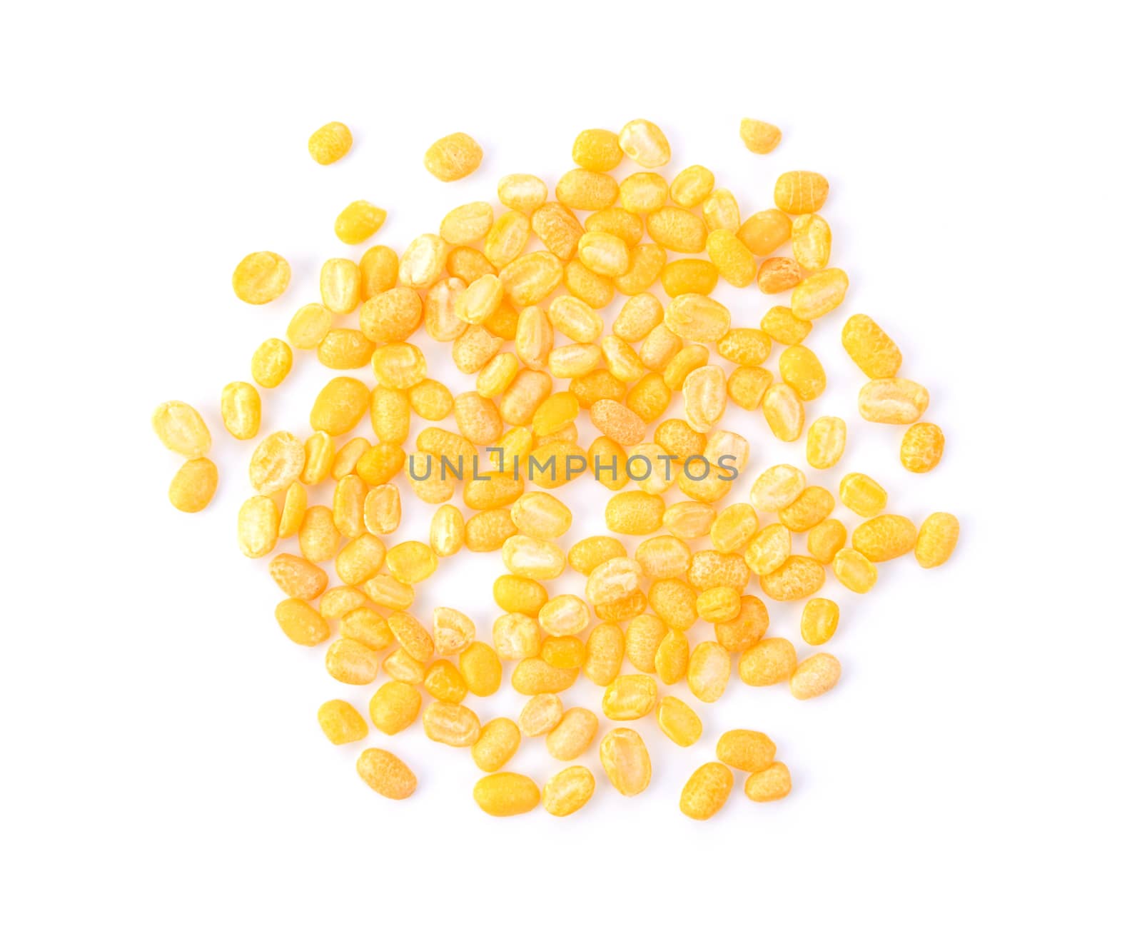 Green beans seeds on white background. top view