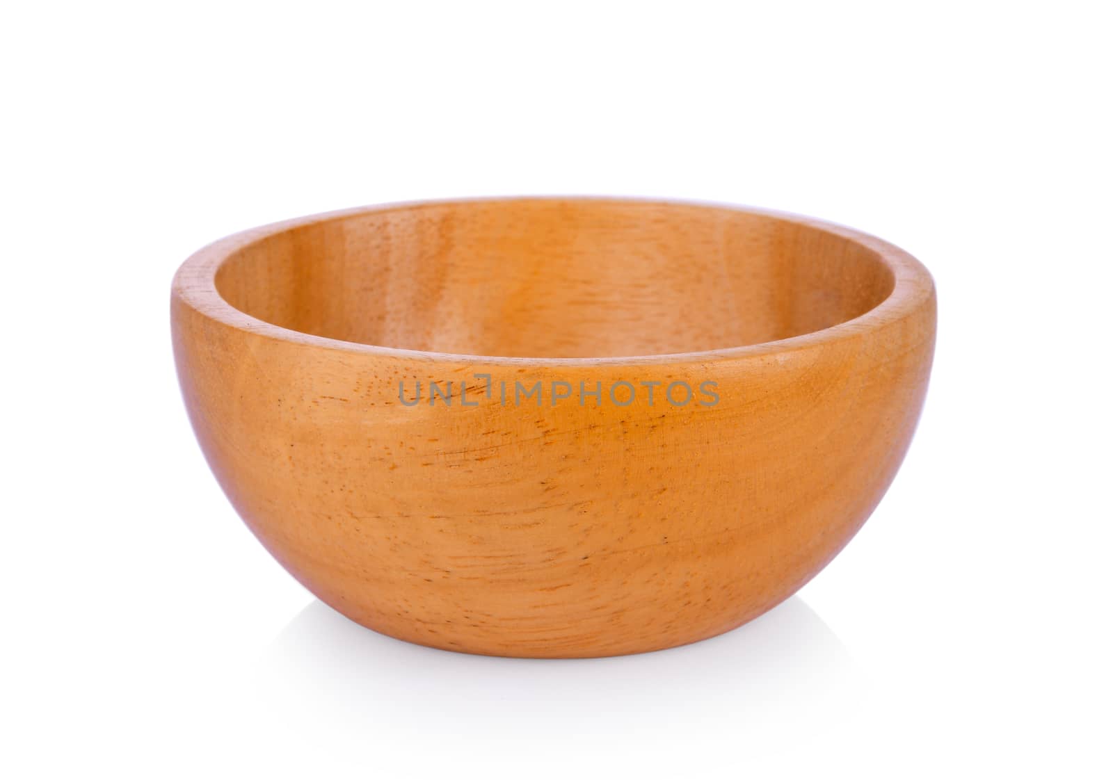 empty wood bowl on white background