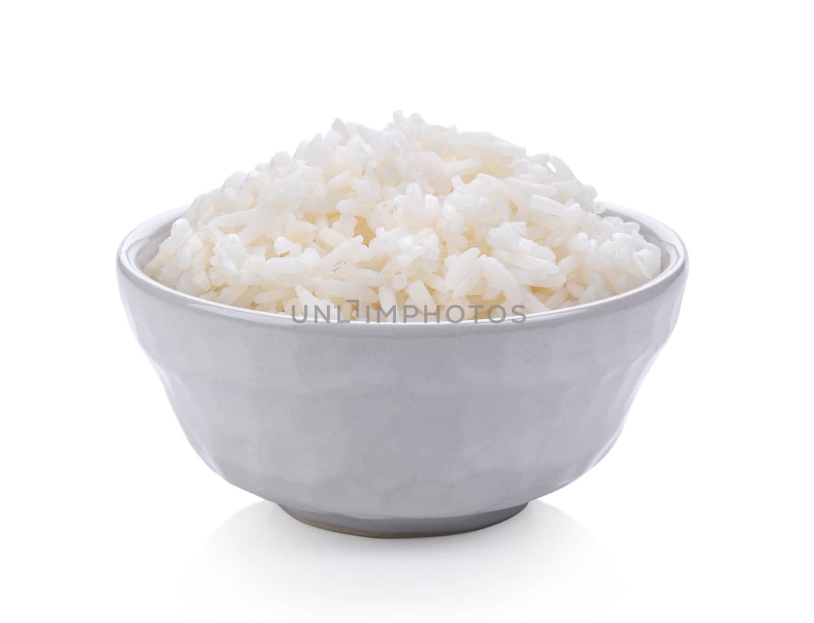  jasmine Rice in a bowl on white background