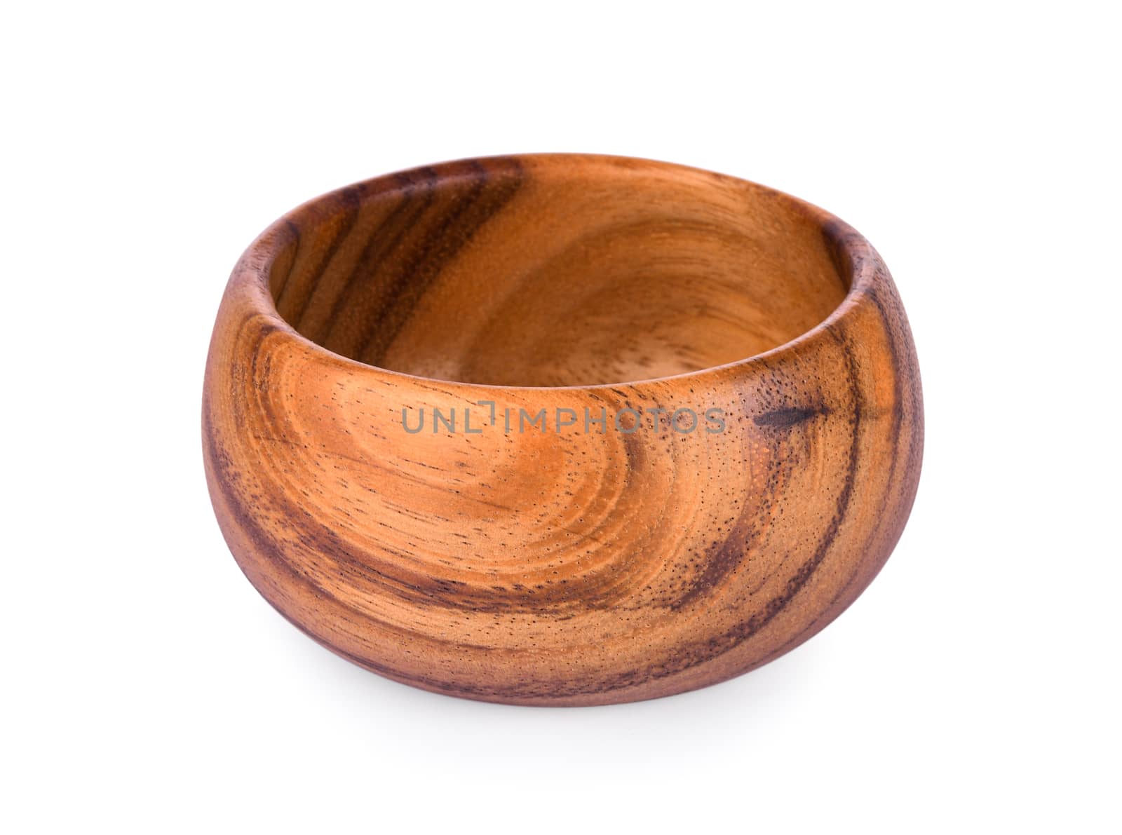 vintage wood bowl isolated on white background