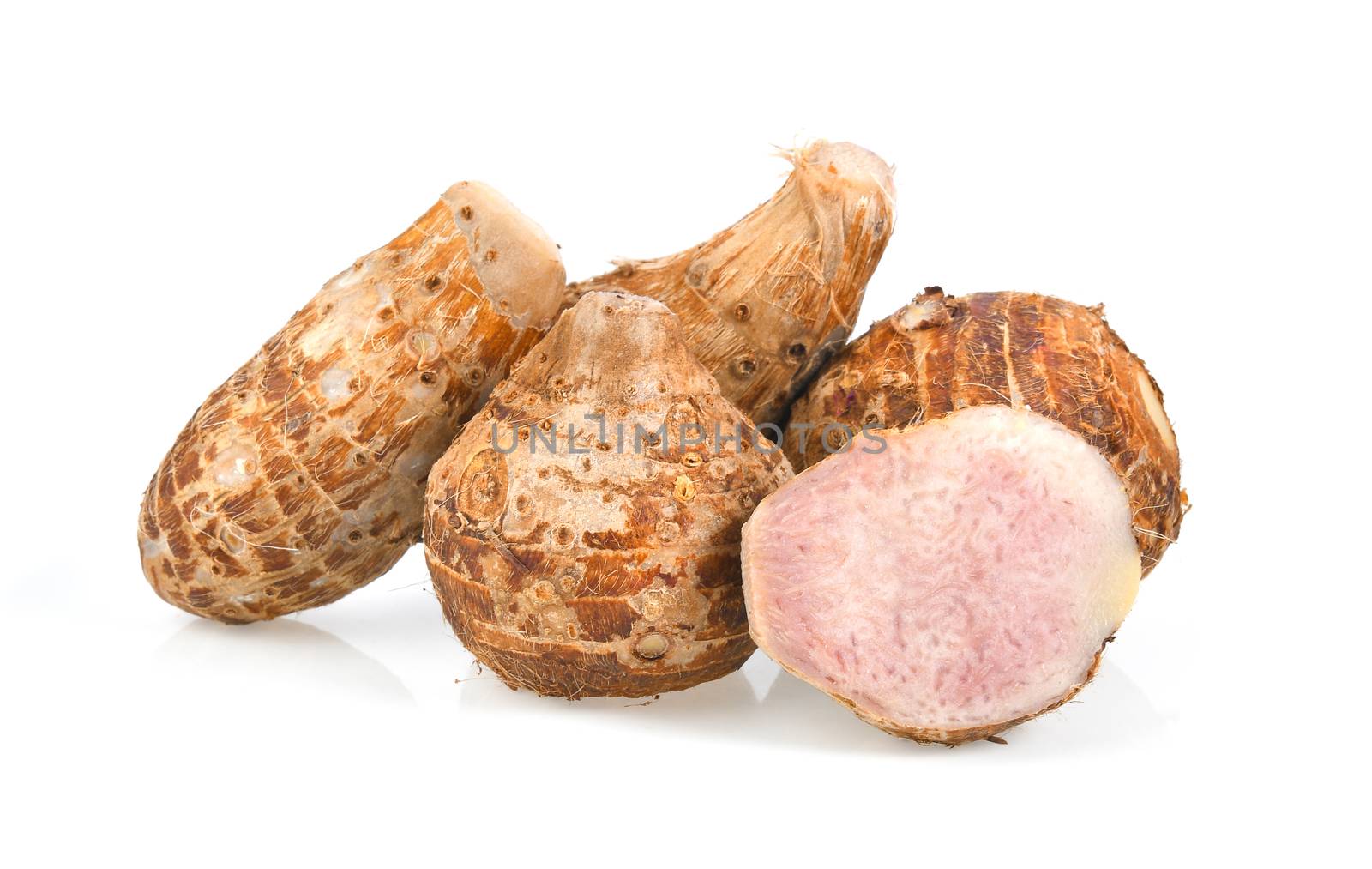 taro root isolated on white background