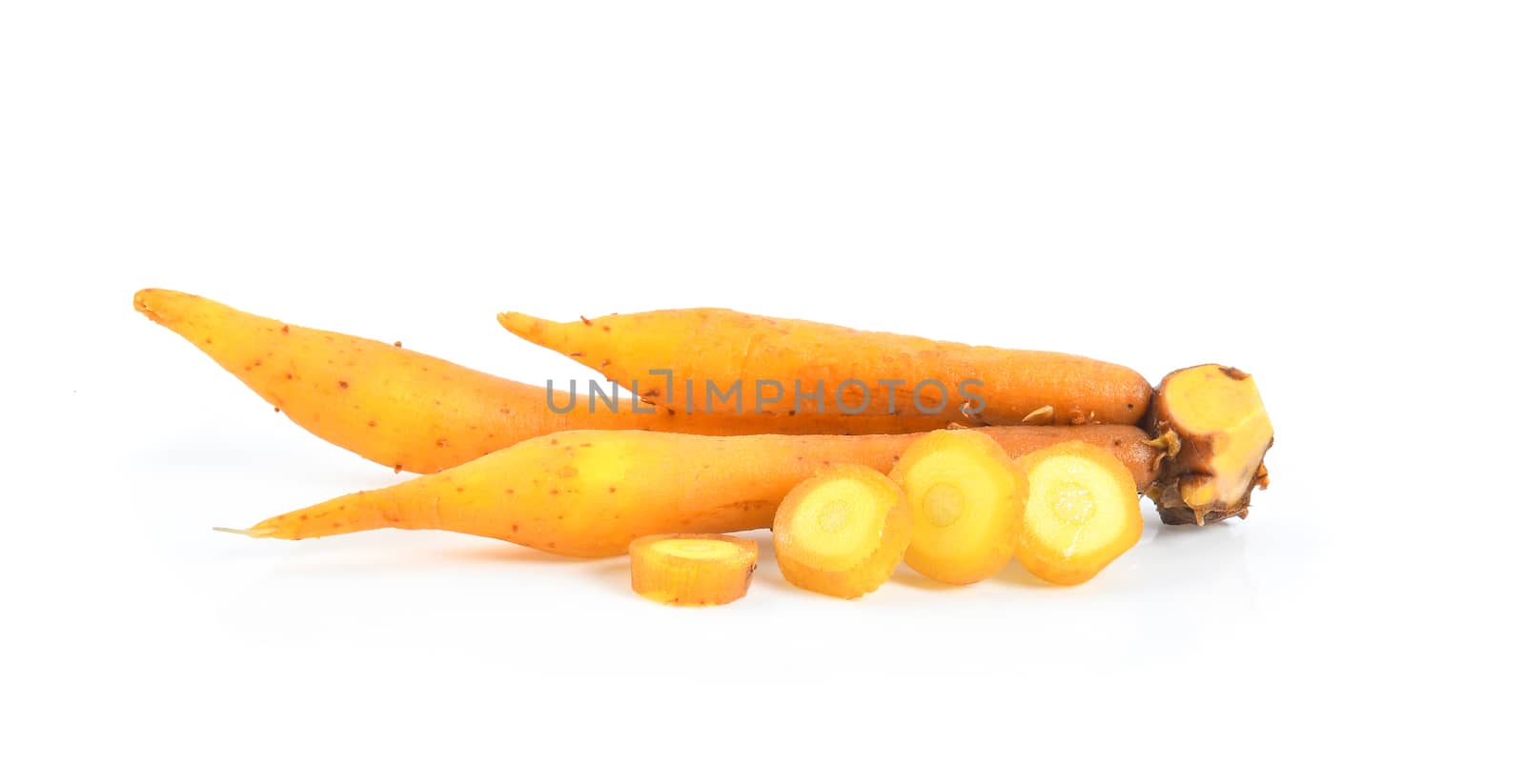 finger root (Krachai) Thai herb isolated on white background by sommai