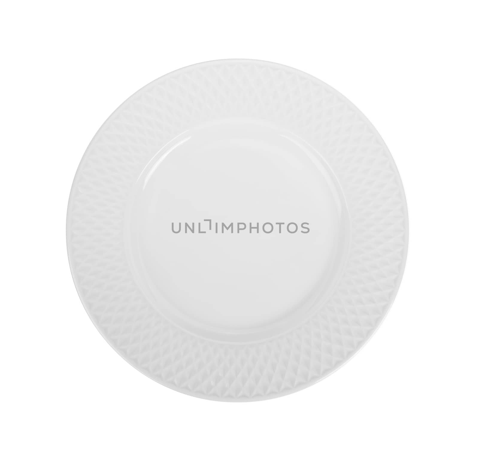 Empty plate on white background by sommai