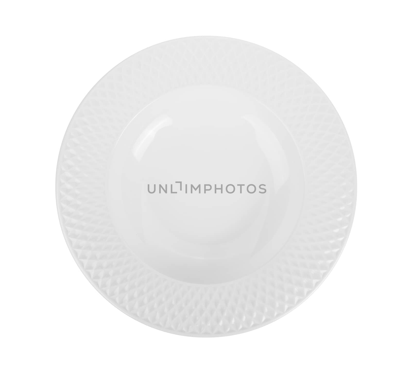 Empty plate on white background by sommai