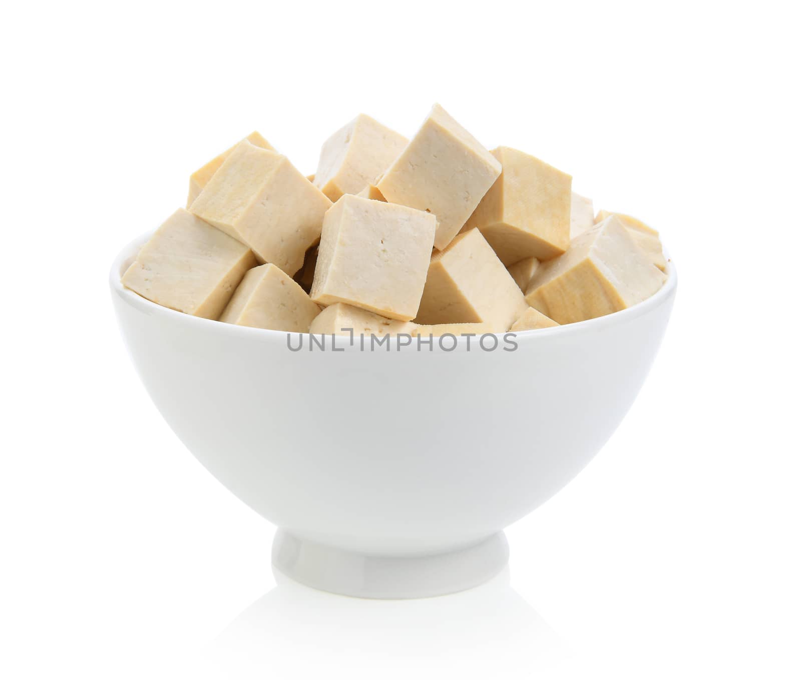 Tofu in bowl on the White background by sommai