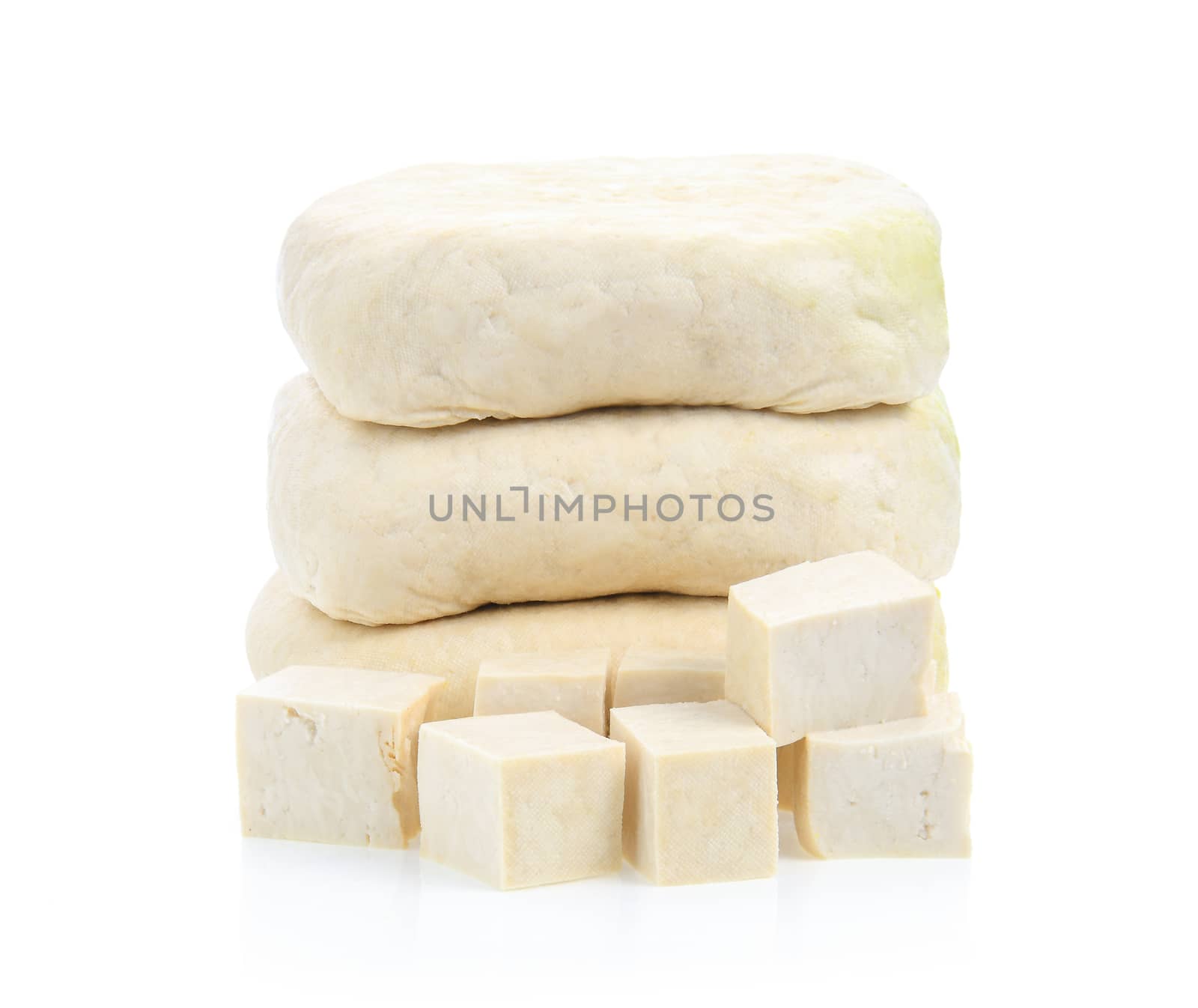 Tofu isolated on White background by sommai