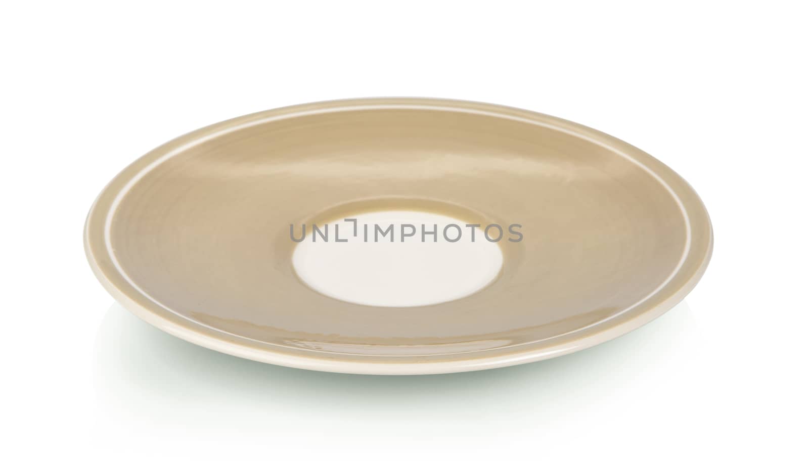 Empty plate on white background by sommai