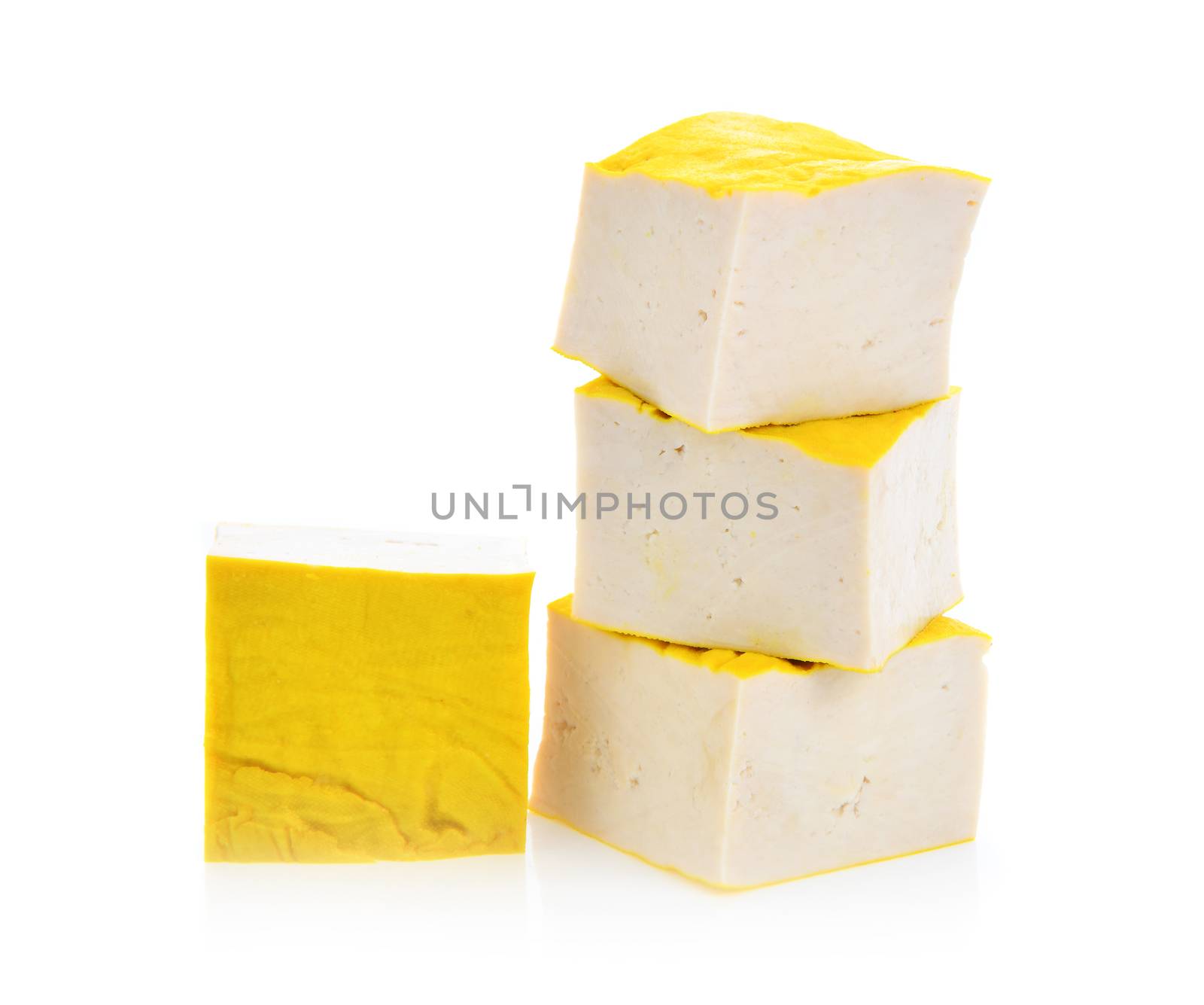 yellow tofu on White background by sommai