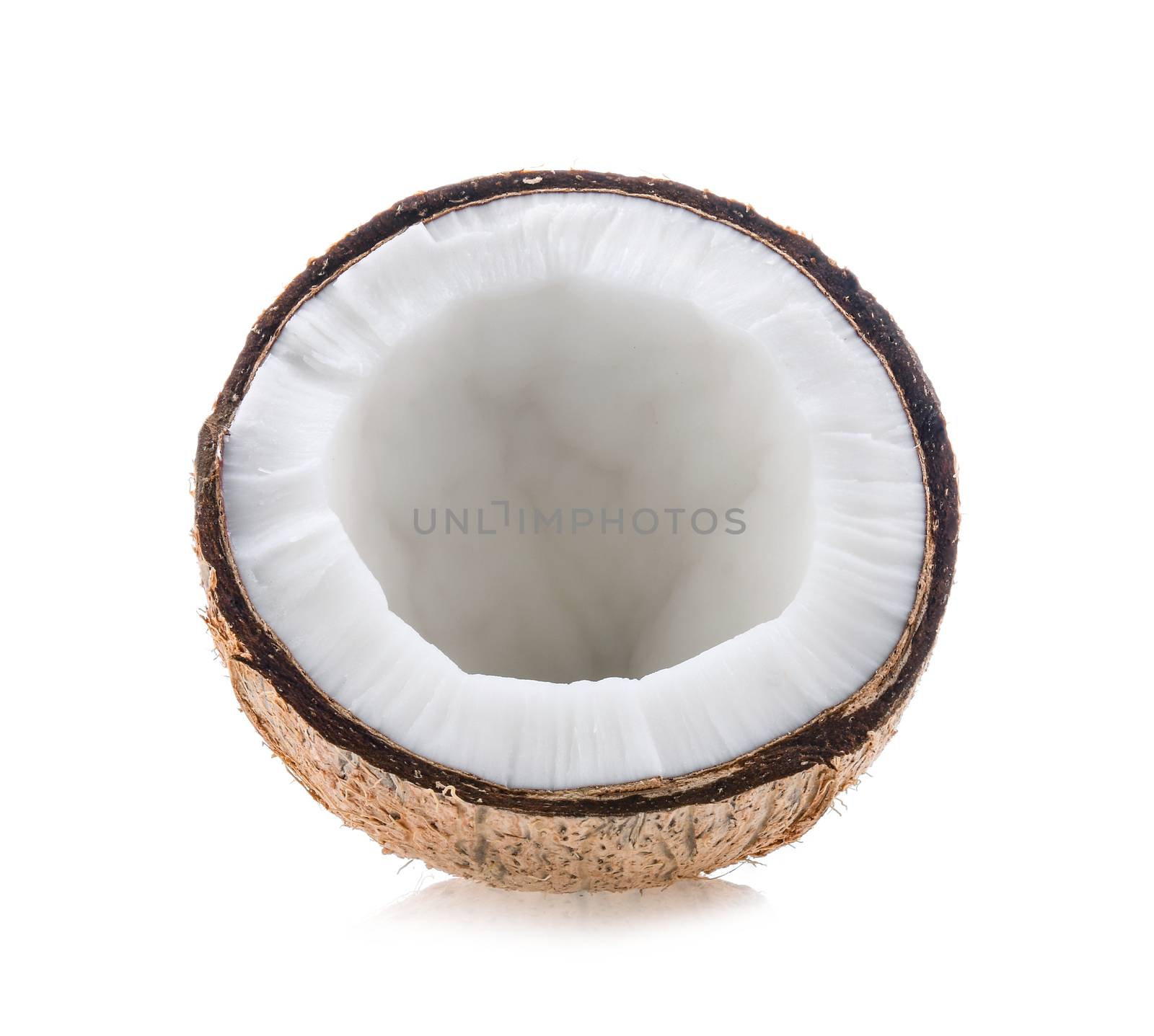 Half coconut isolated on white background by sommai