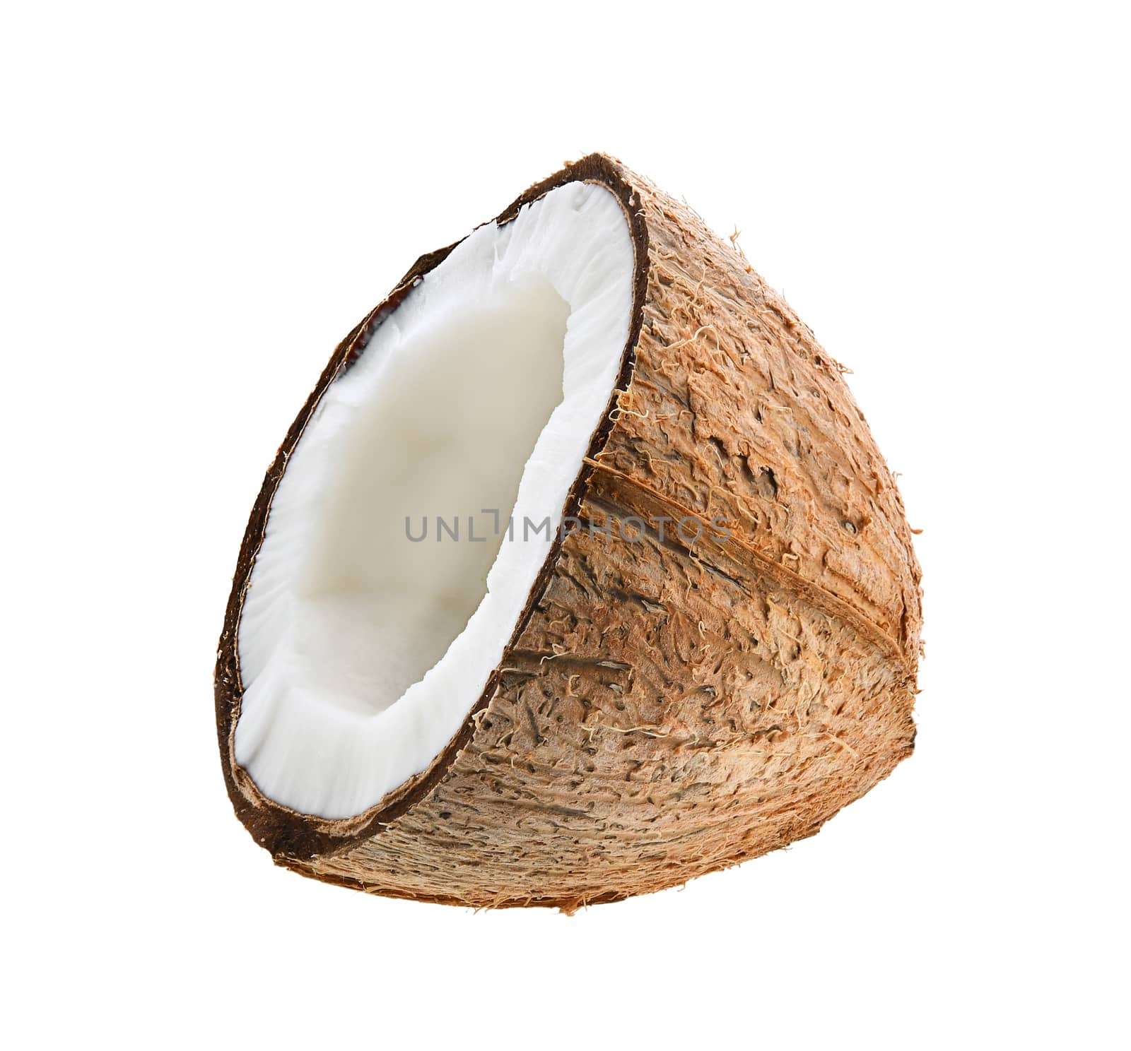 Half coconut isolated on white background