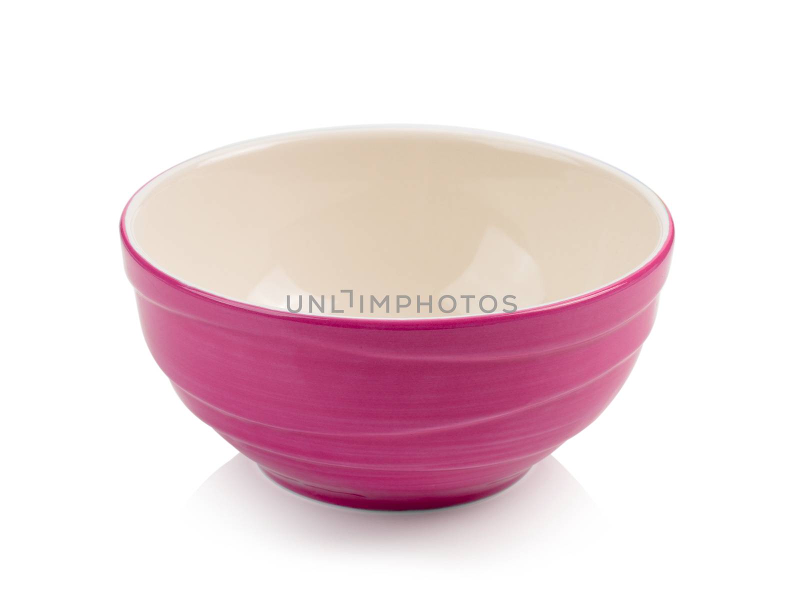 pink bowl on white background by sommai