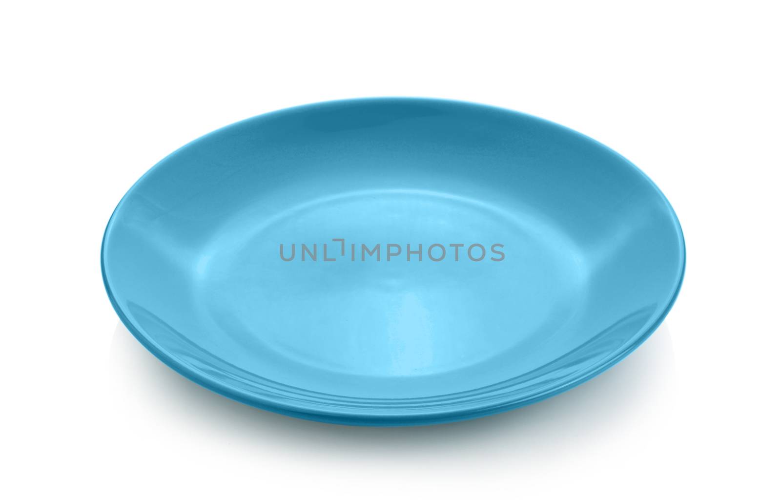 blue plate on white background by sommai