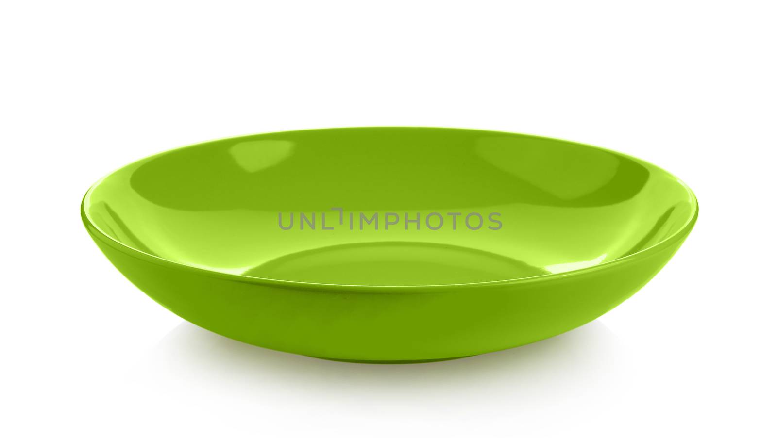 ceramic green dish isolated on white background by sommai
