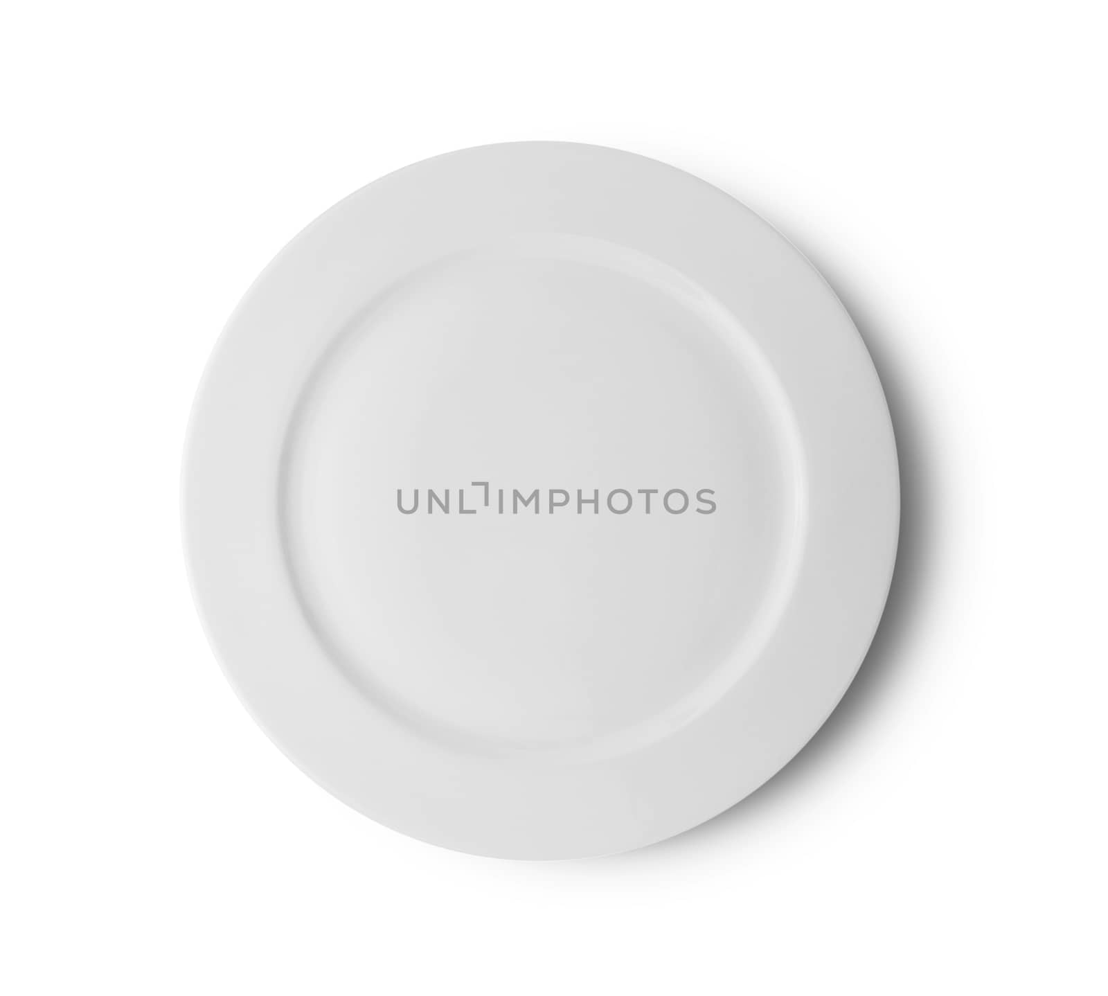 white plate with chadow on white background by sommai