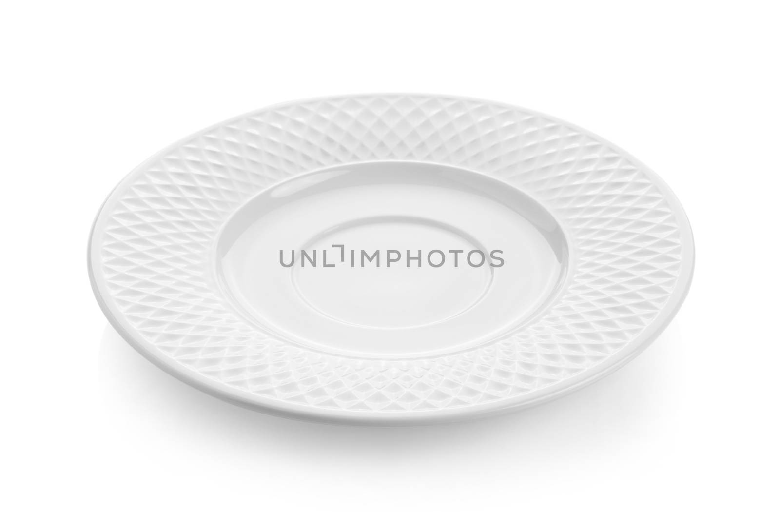 empty ceramic plate isolated on white background by sommai