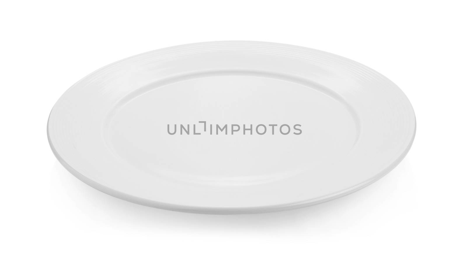 beautiful white seramic dish on white background by sommai