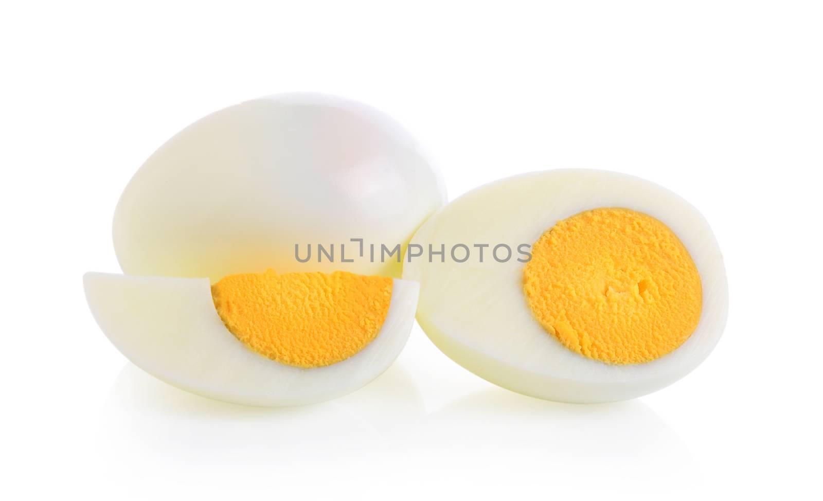 boiled egg on white background by sommai